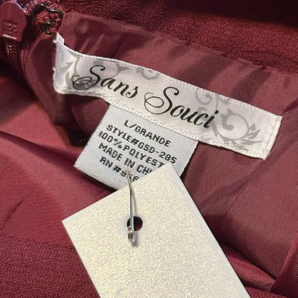 Sans Souci Crimson Red Fit & Flare Mini Dress Large Back Bow Holiday Party NWT - Picture 4 of 10